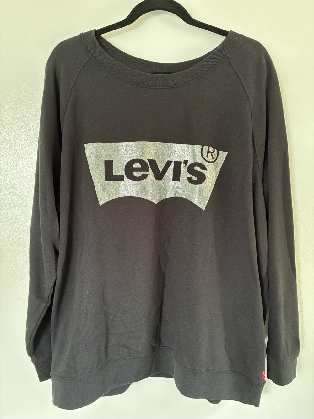 Levi's Black Crewneck Sweatshirt with Red Tag
